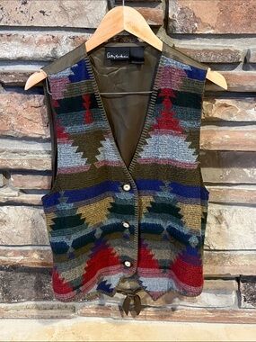 Vintage Anthony Mark Hankins Aztec Knit Vest with Multicolor Southwestern